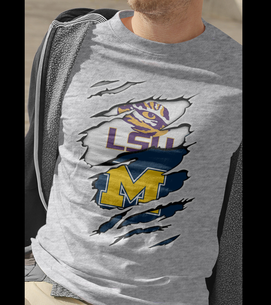 LSU Tigers Michigan Wolverines Claw Logo Mashup T-Shirt