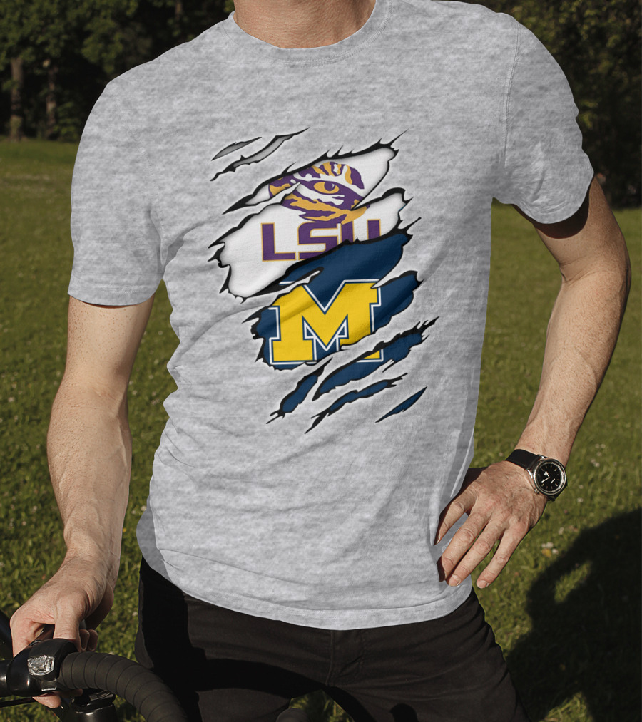 LSU Tigers Michigan Wolverines Claw Logo Mashup T-Shirt