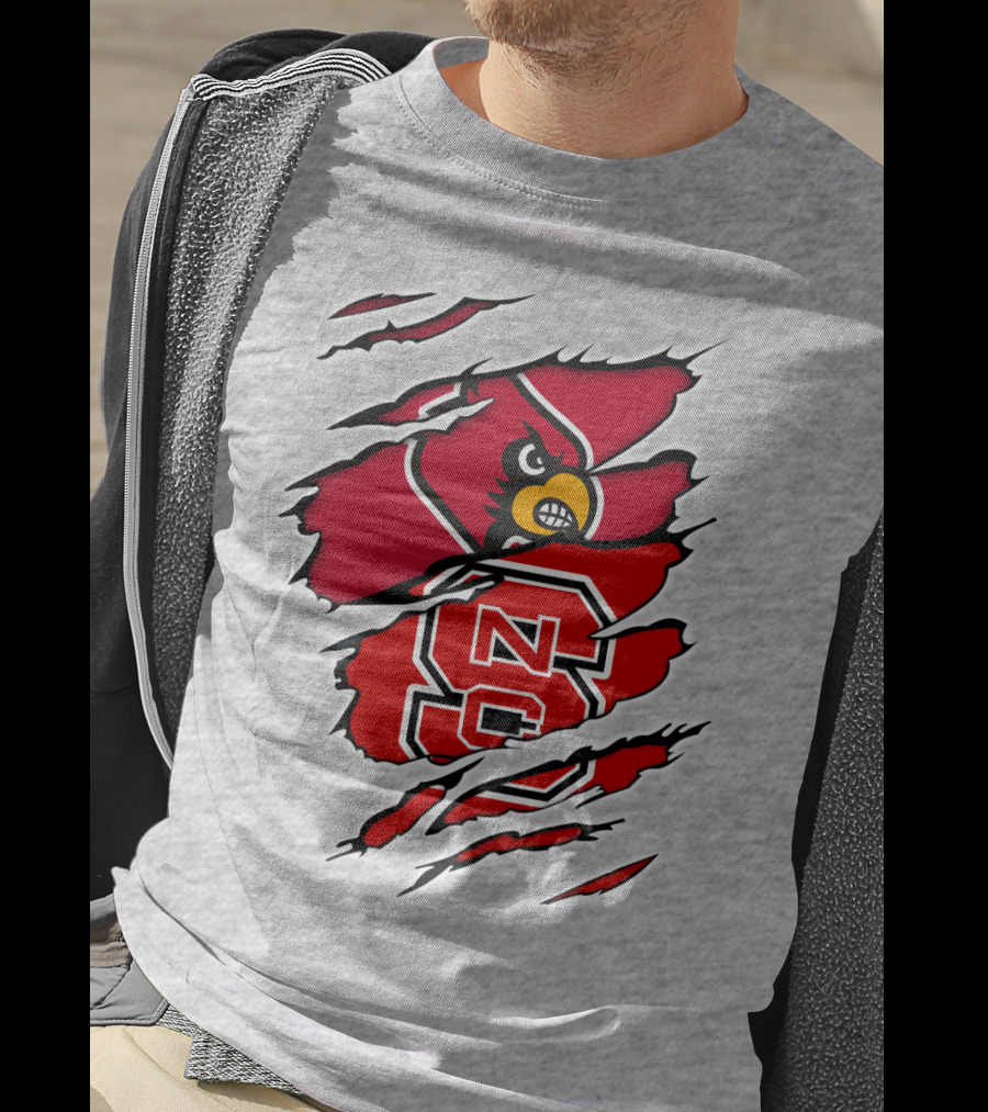 NC State Wolfpack Louisville Cardinals Torn T-Shirt