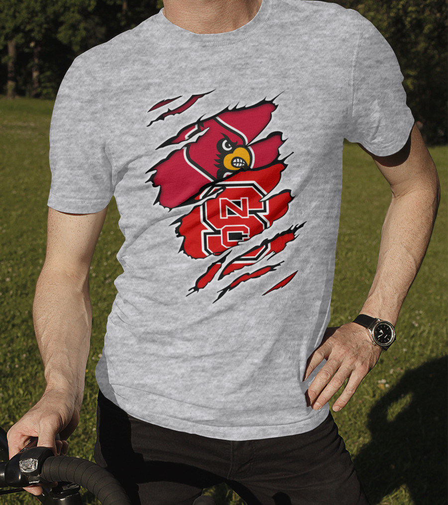 NC State Wolfpack Louisville Cardinals Torn T-Shirt
