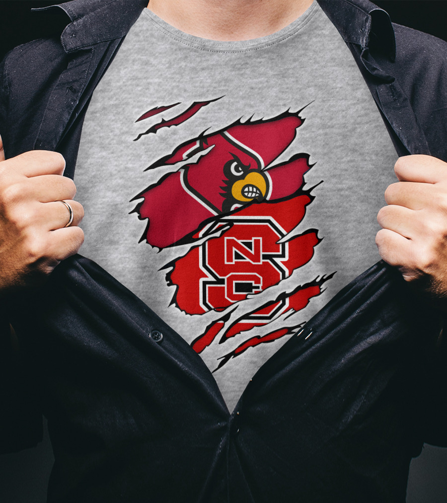 NC State Wolfpack Louisville Cardinals Torn T-Shirt