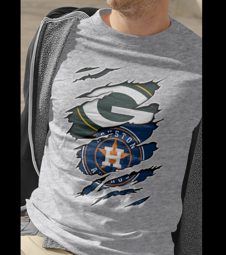 Green Bay Packers Houston Astros Claw Marks T-Shirt