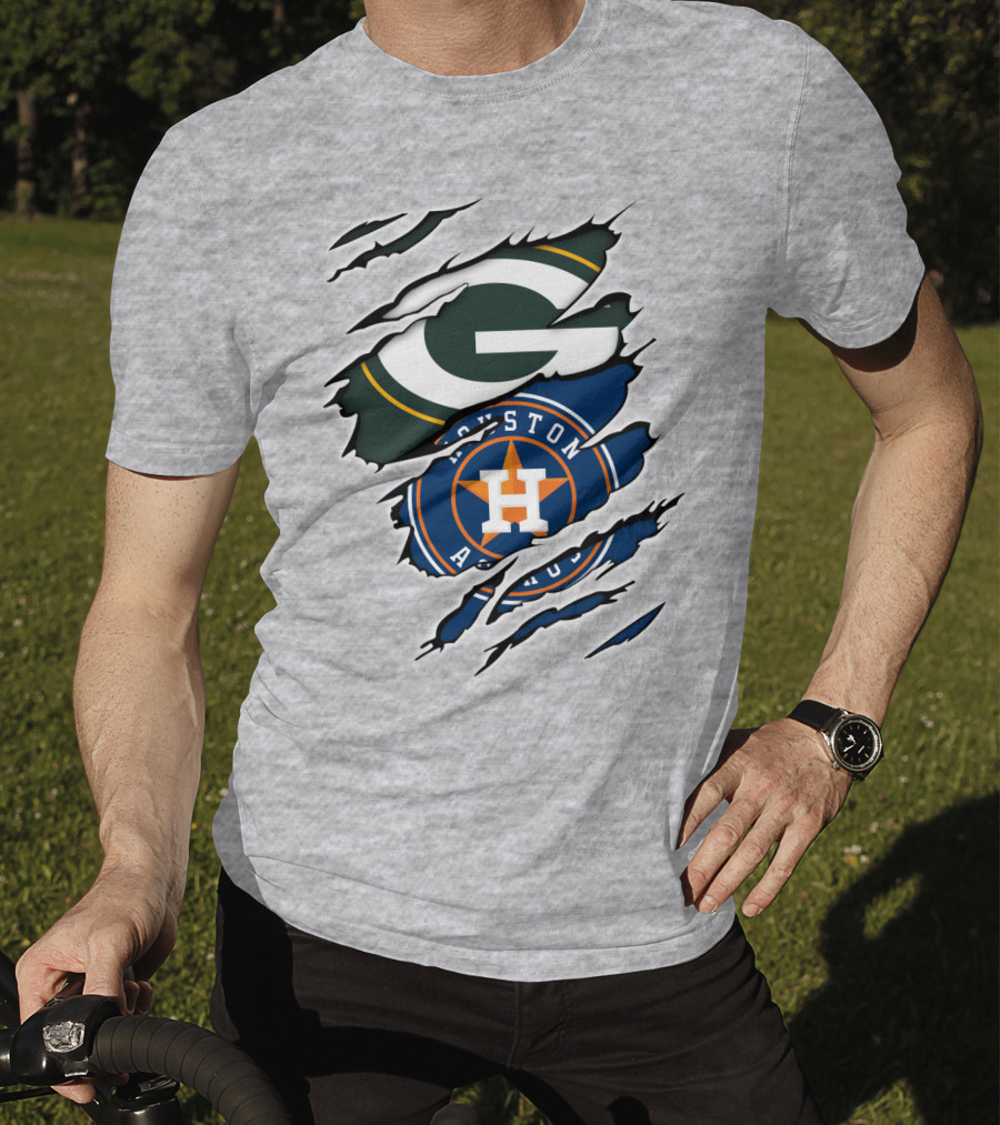 Green Bay Packers Houston Astros Claw Marks T-Shirt