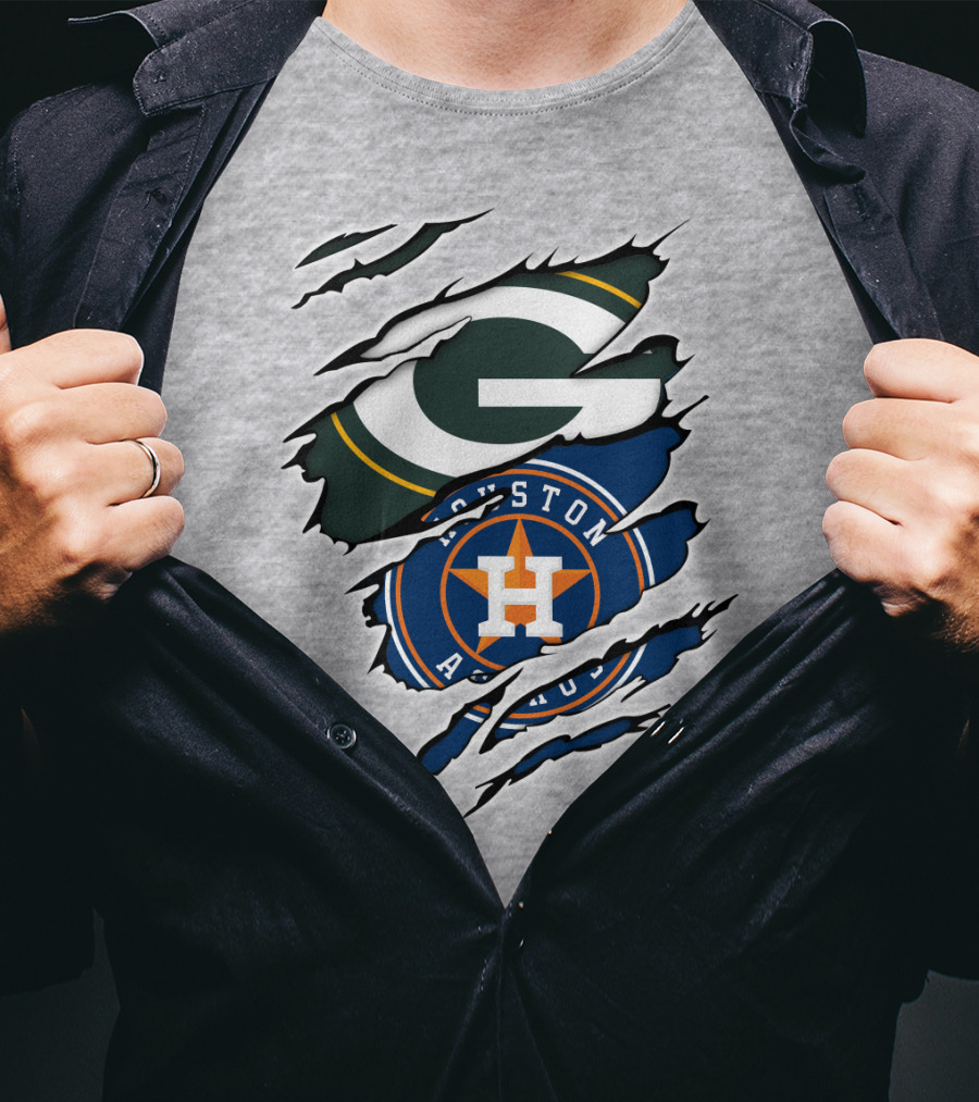Green Bay Packers Houston Astros Claw Marks T-Shirt