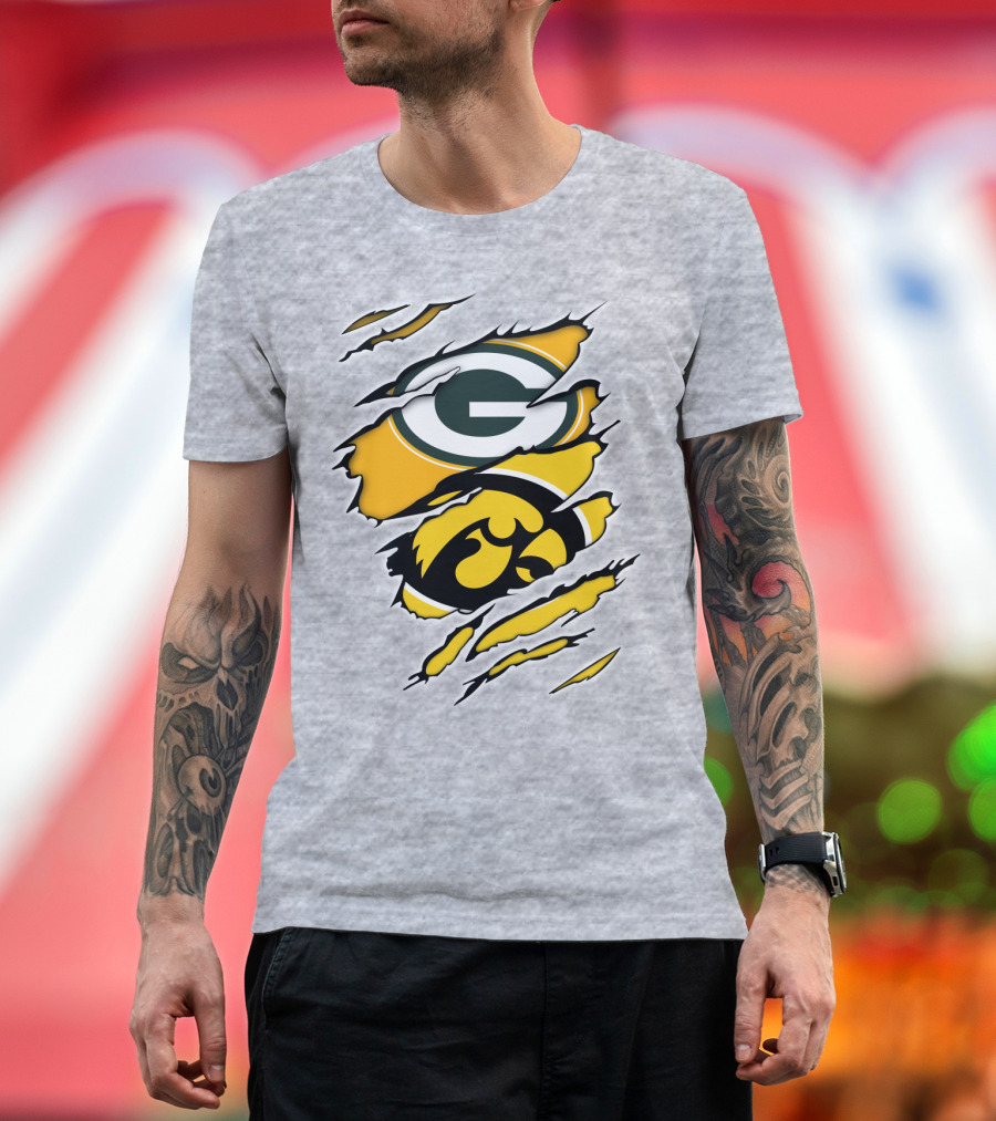 Packers Hawkeyes Logo Crossover Claw Marks T-Shirt