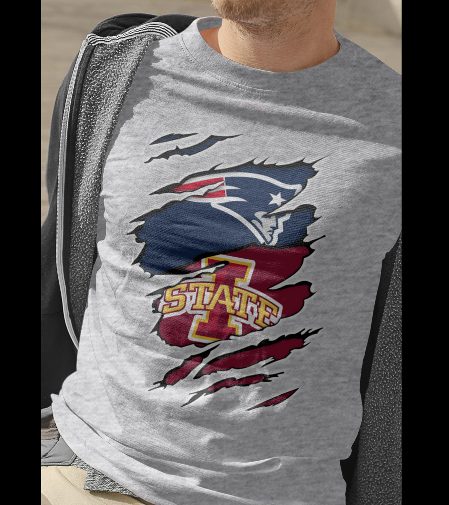 Patriots Logo Claw Marks With Iowa State Cyclones T-Shirt