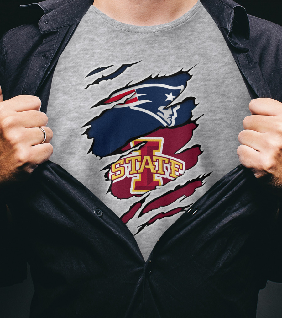 Patriots Logo Claw Marks With Iowa State Cyclones T-Shirt