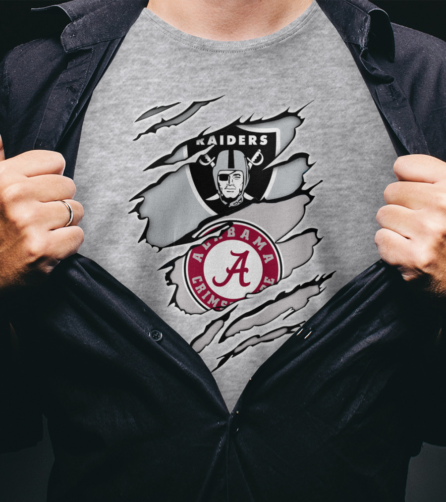 Raiders Alabama Crimson Tide Logo Mashup T-Shirt