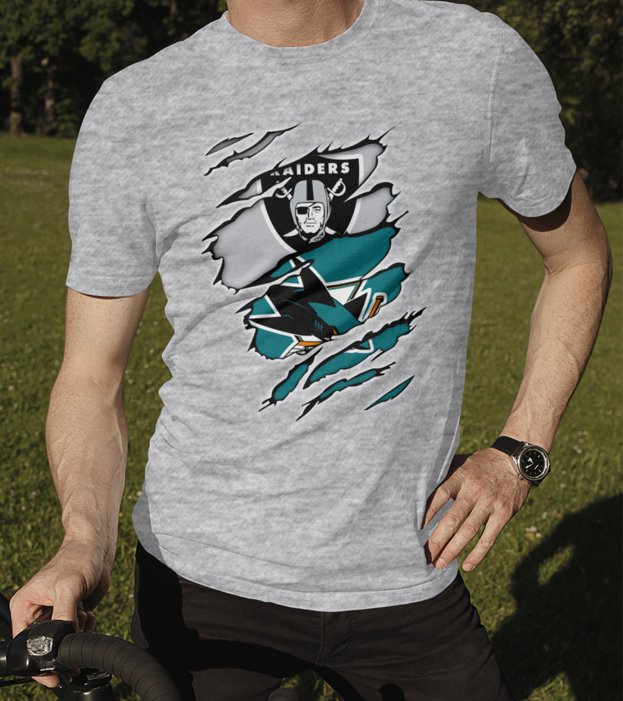Raiders Sharks Logo Ripped T-Shirt