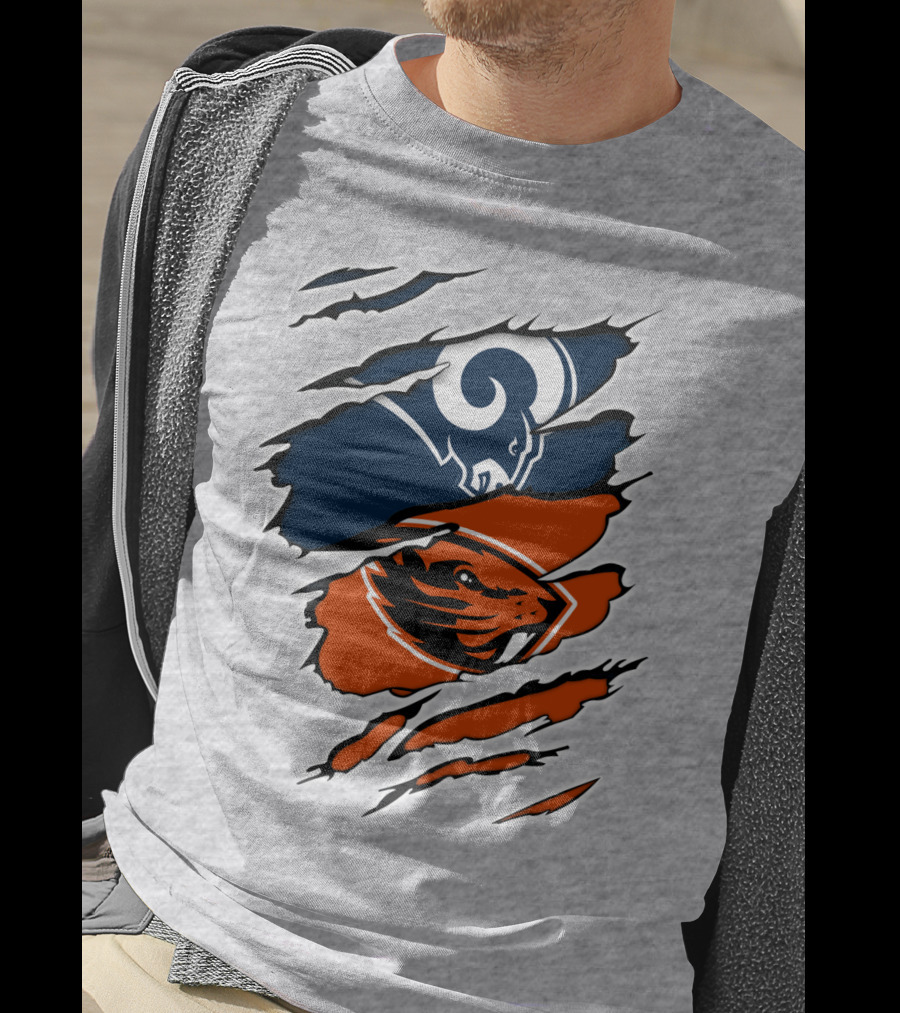 Ram Beavers NFL Meets College Mascot Fusion T-Shirt