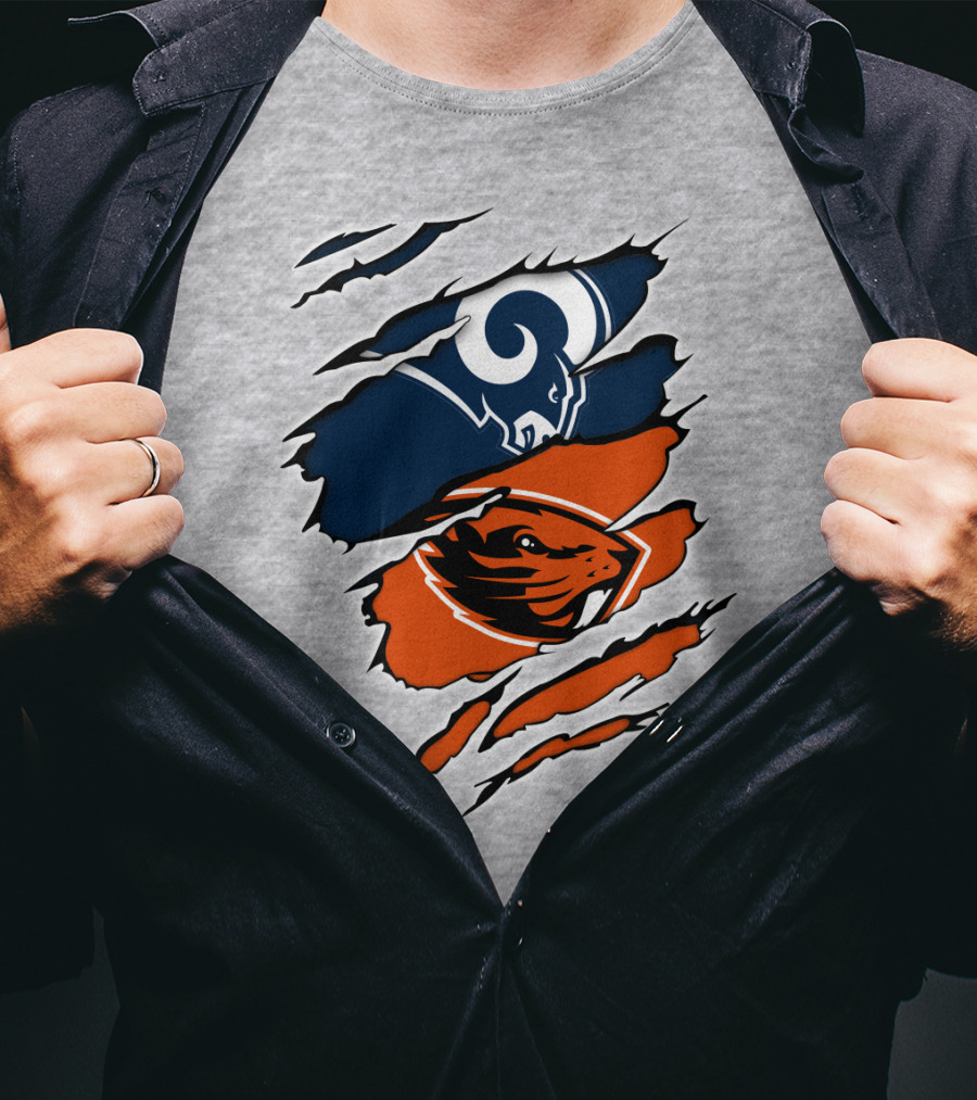 Ram Beavers NFL Meets College Mascot Fusion T-Shirt