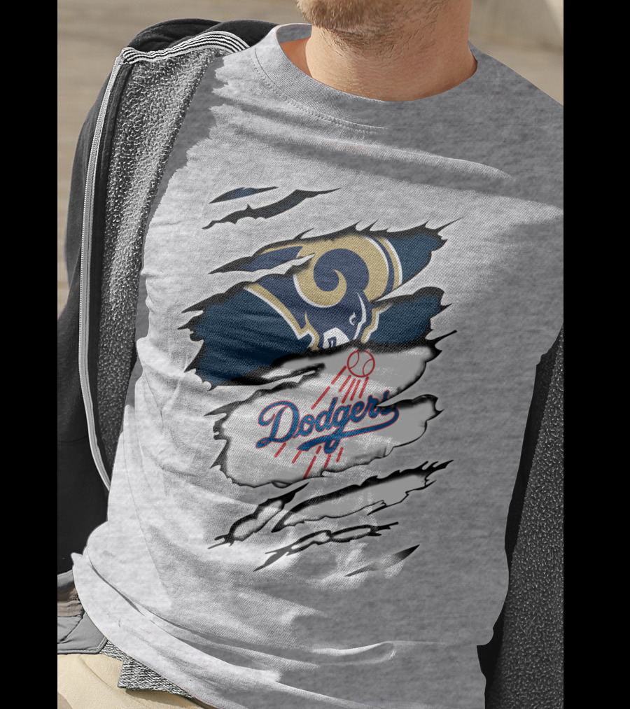 Dodger And Ram Logo Fusion Tearing Effect T-Shirt