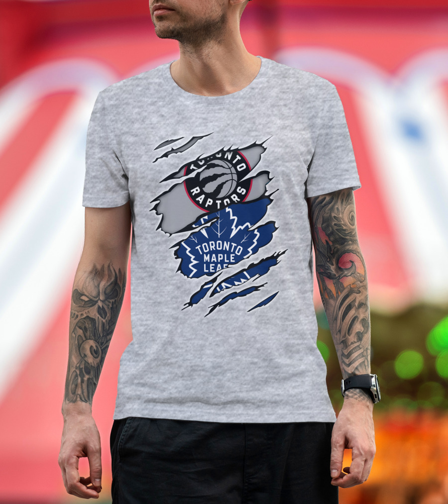 Toronto Raptors Maple Leafs Logo Mashup T-Shirt