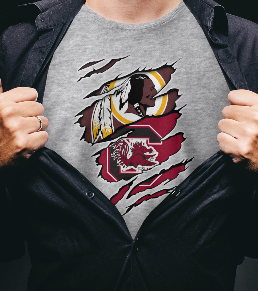 Redskins Gamecocks Logo Mashup T-Shirt