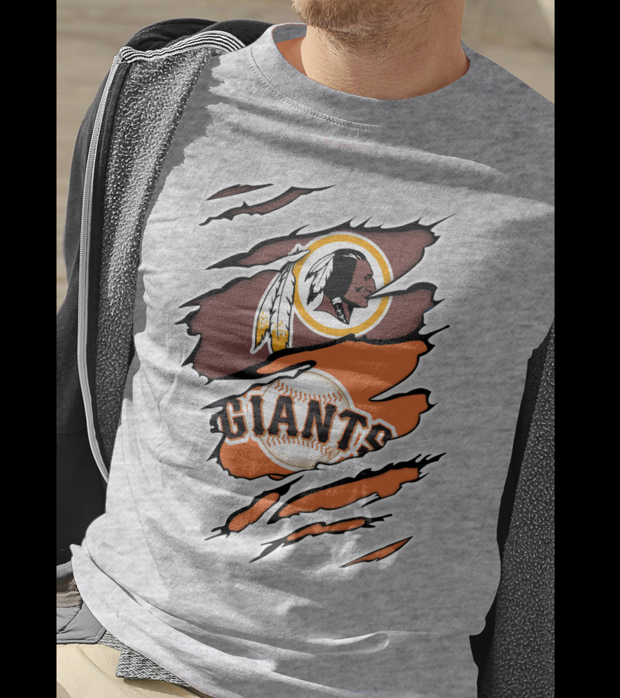 Redskins Giants Logo Mashup Baseball And Football Fan Clash T-Shirt