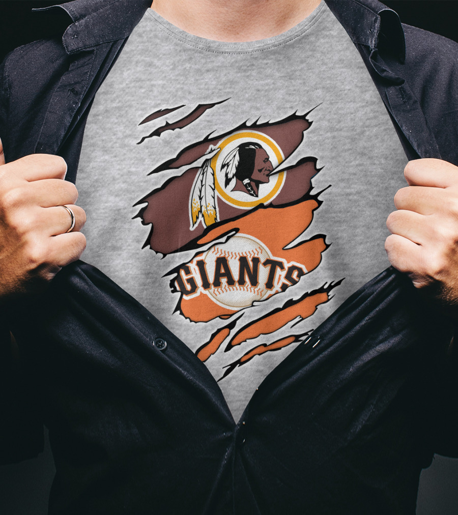 Redskins Giants Logo Mashup Baseball And Football Fan Clash T-Shirt