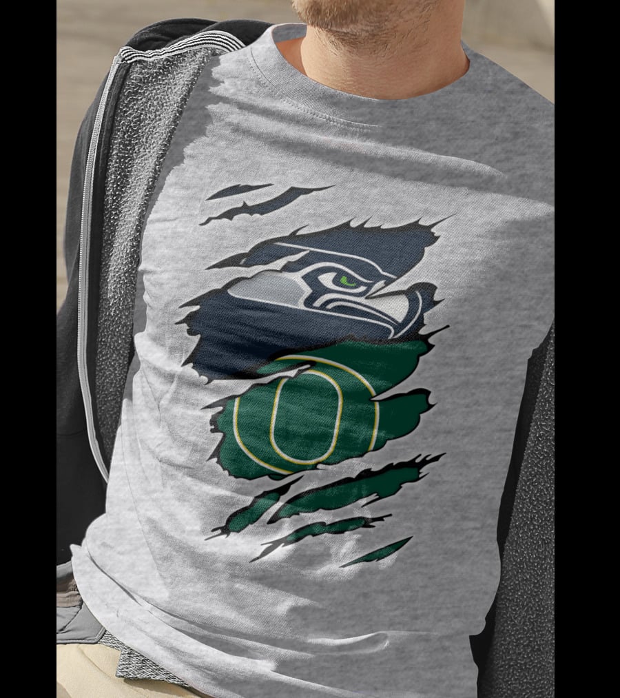 Seahawks Ducks Logo Fusion Featuring Claw Marks T-Shirt