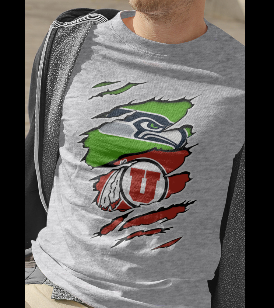 Seahawks Utes Claw Slash Emblem Blend T-Shirt
