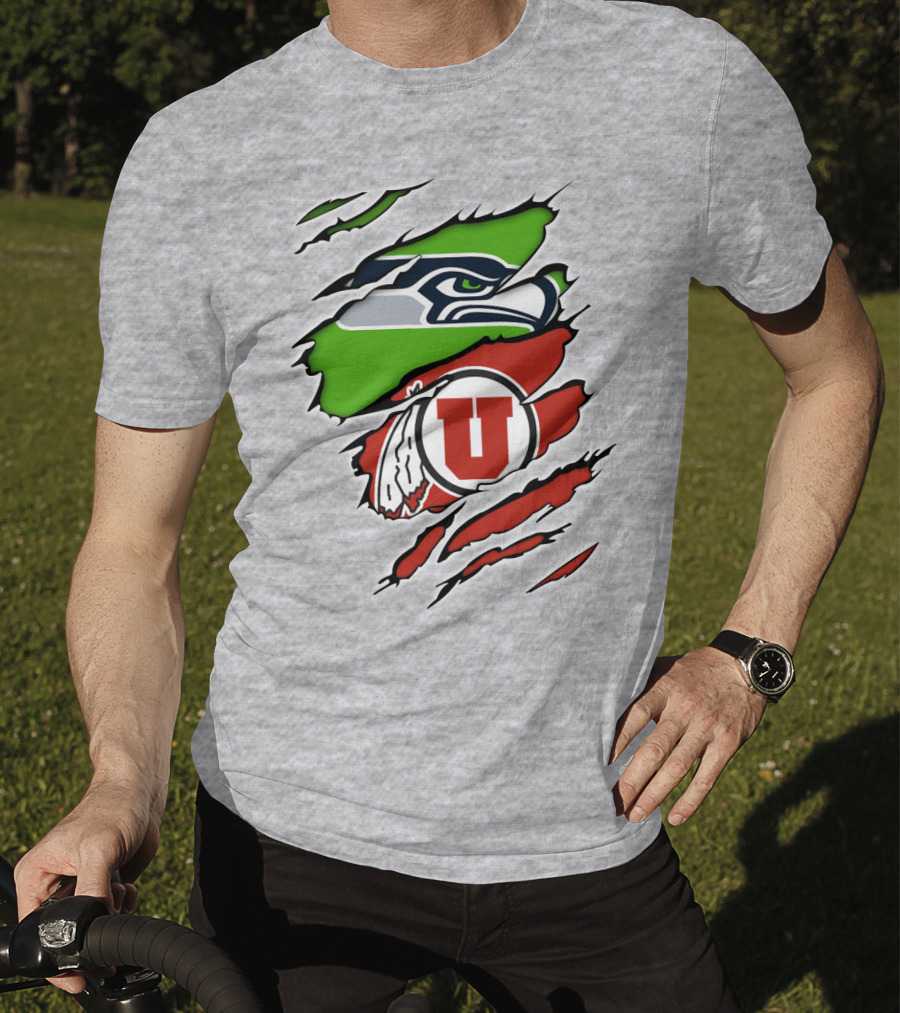 Seahawks Utes Claw Slash Emblem Blend T-Shirt