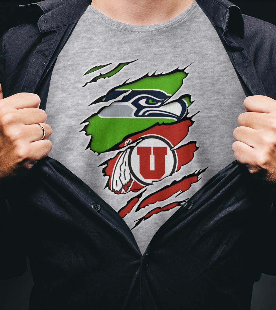 Seahawks Utes Claw Slash Emblem Blend T-Shirt