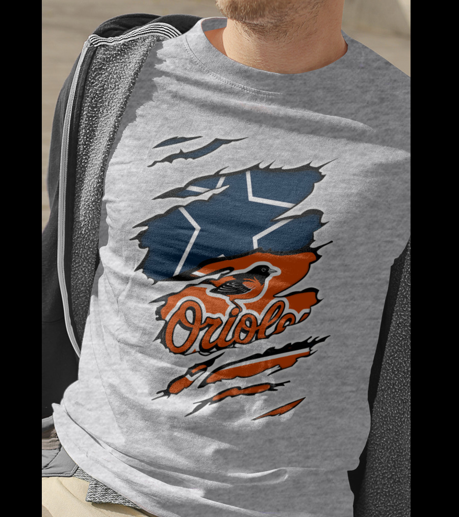 Cowboys Star Orioles Bird Logos Layered T-Shirt