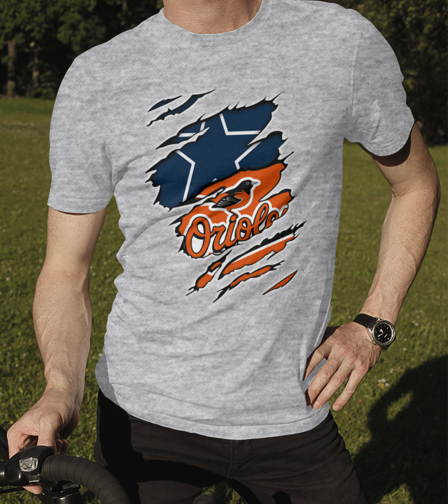 Cowboys Star Orioles Bird Logos Layered T-Shirt