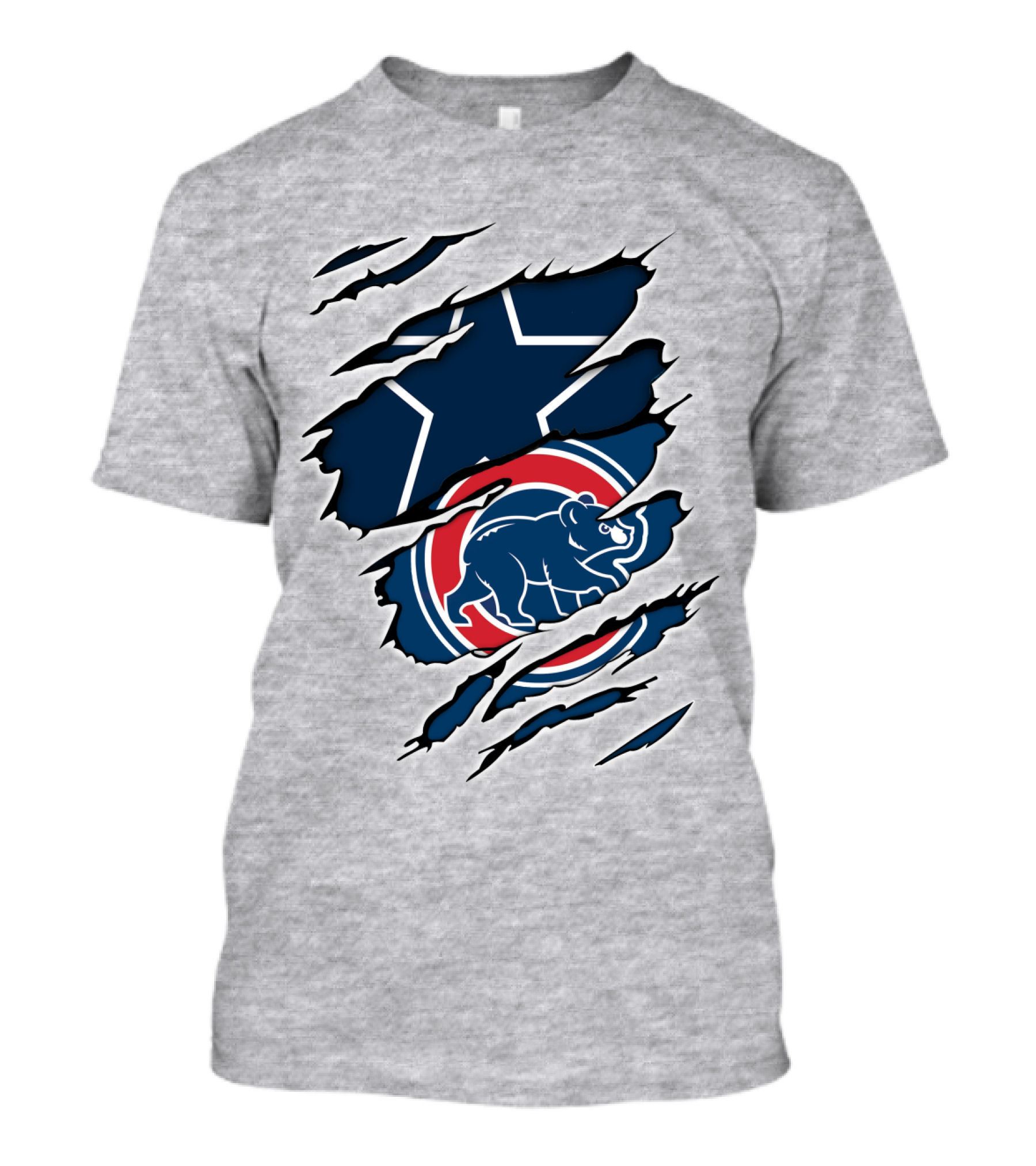Cowboys Cubs Star And Bear Claw Rips T-Shirt
