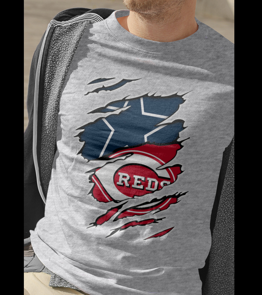 Cowboys Star Reds Logo Ripped T-Shirt
