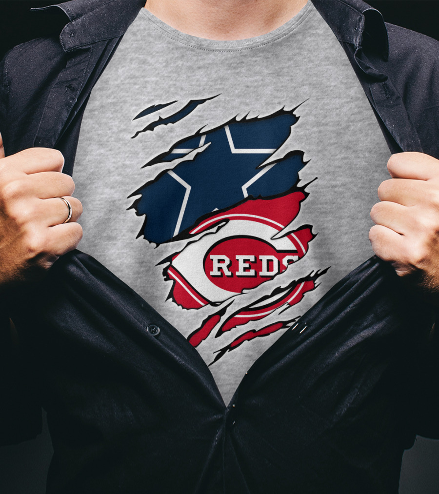 Cowboys Star Reds Logo Ripped T-Shirt
