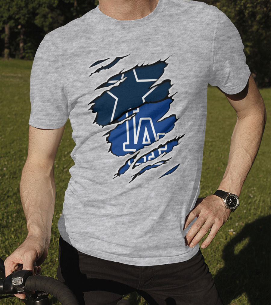 Cowboys Dodgers Cowboys LA Iconic Star And Letters T-Shirt