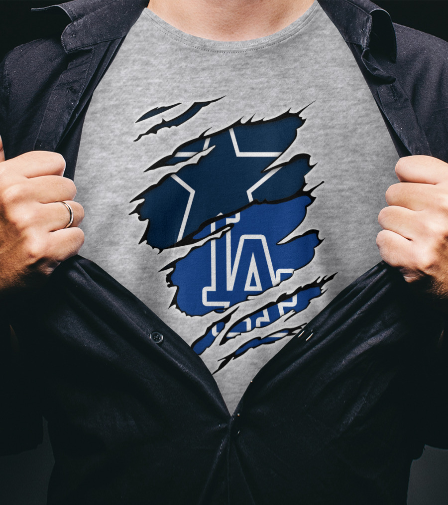 Cowboys Dodgers Cowboys LA Iconic Star And Letters T-Shirt