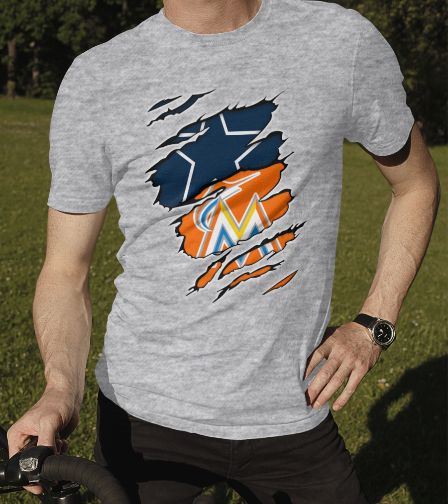 Cowboys Marlins Logo Tear T-Shirt