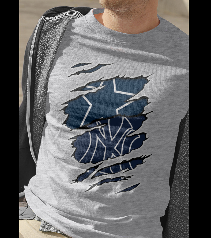 Cowboys Yankees Logos Torn T-Shirt