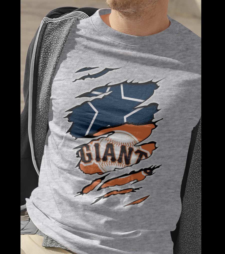 Cowboys Star And Giants Baseball Mashup T-Shirt