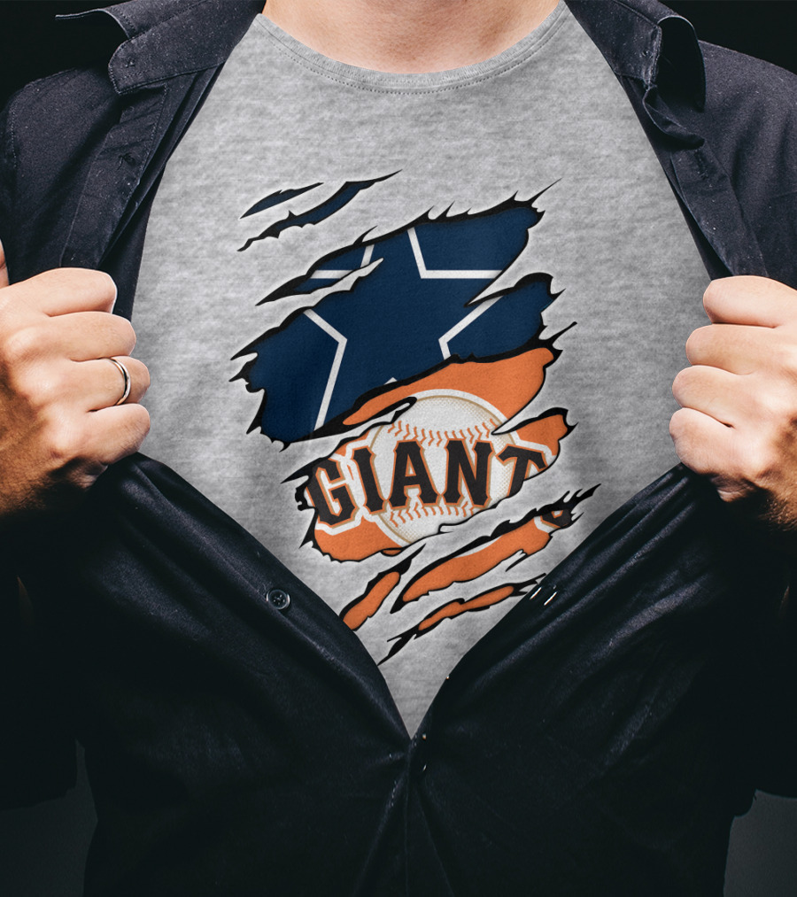 Cowboys Star And Giants Baseball Mashup T-Shirt