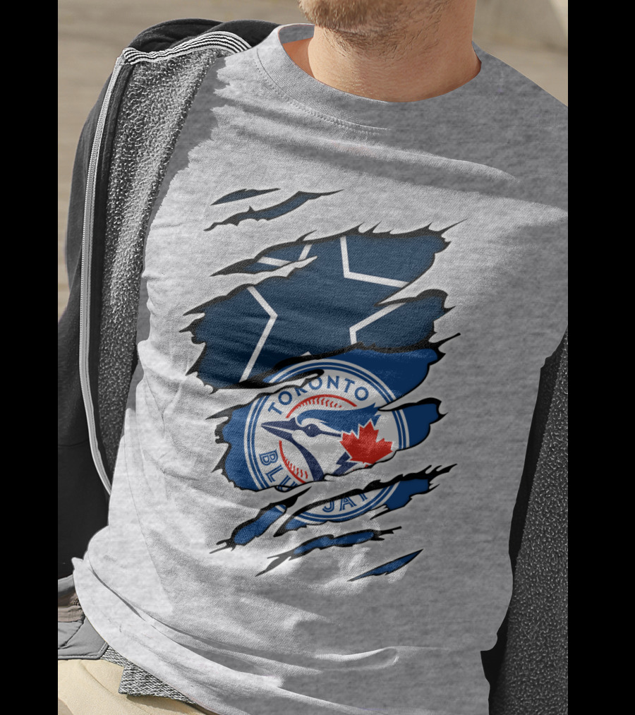Toronto Blue Jays Dallas Cowboys Ripped T-Shirt