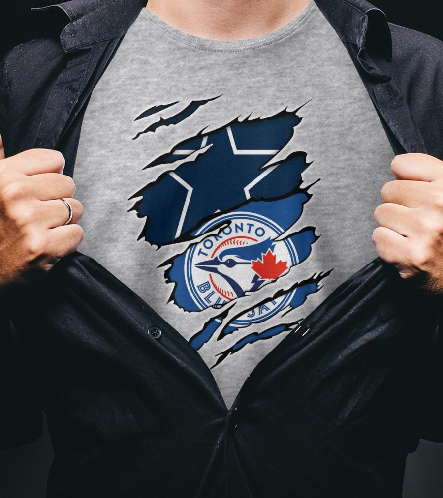 Toronto Blue Jays Dallas Cowboys Ripped T-Shirt
