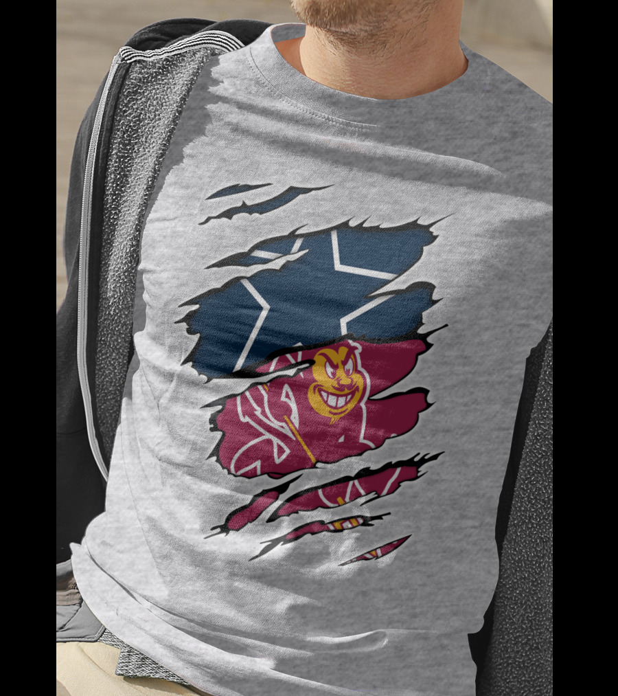 Cowboys ASU Cowboys Logo Mashup With Blue Star And Sun Devil T-Shirt