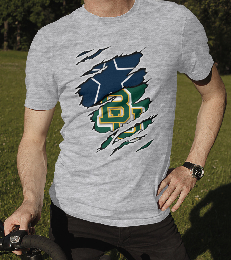 Baylor Cowboys Star Rip Claw Marks T-Shirt