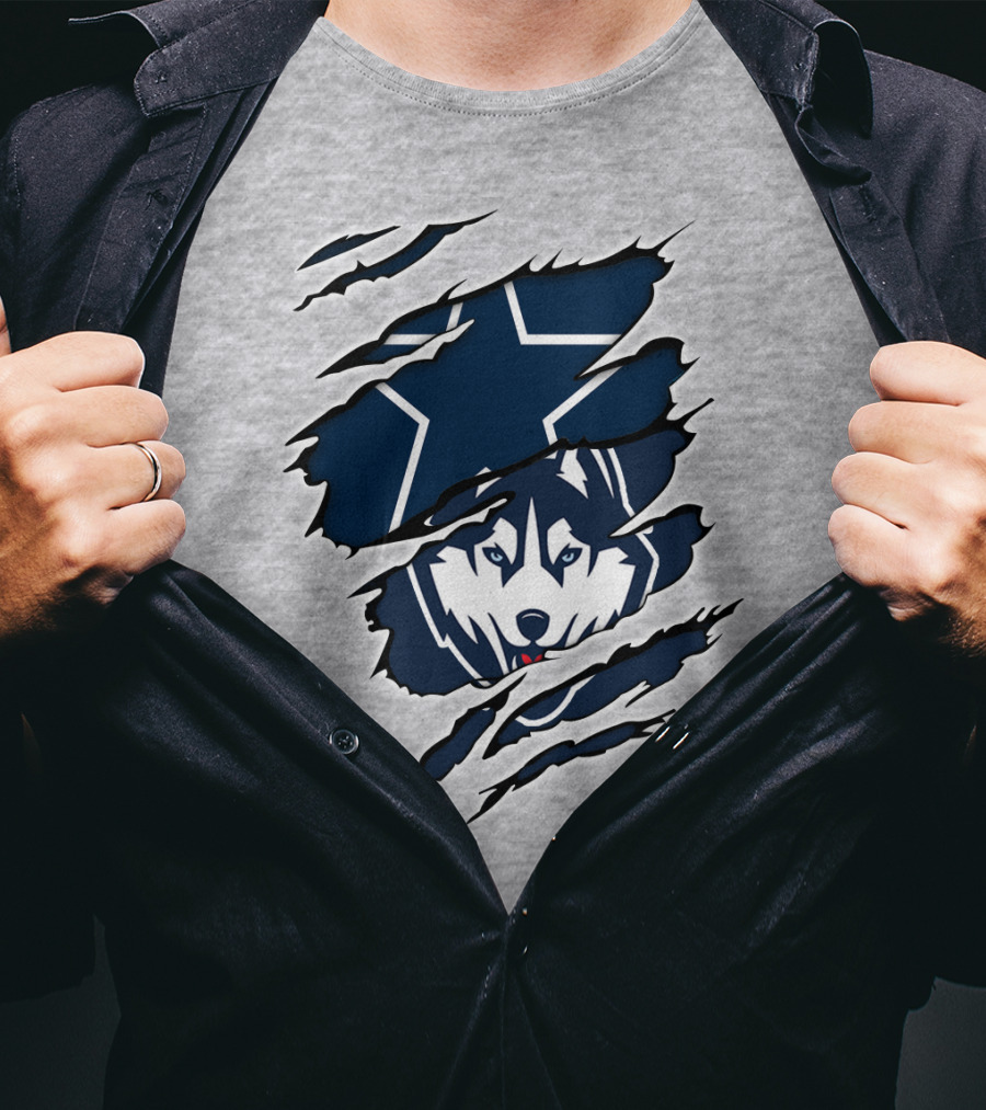 Cowboys Huskies Scratch Star Iconic T-Shirt