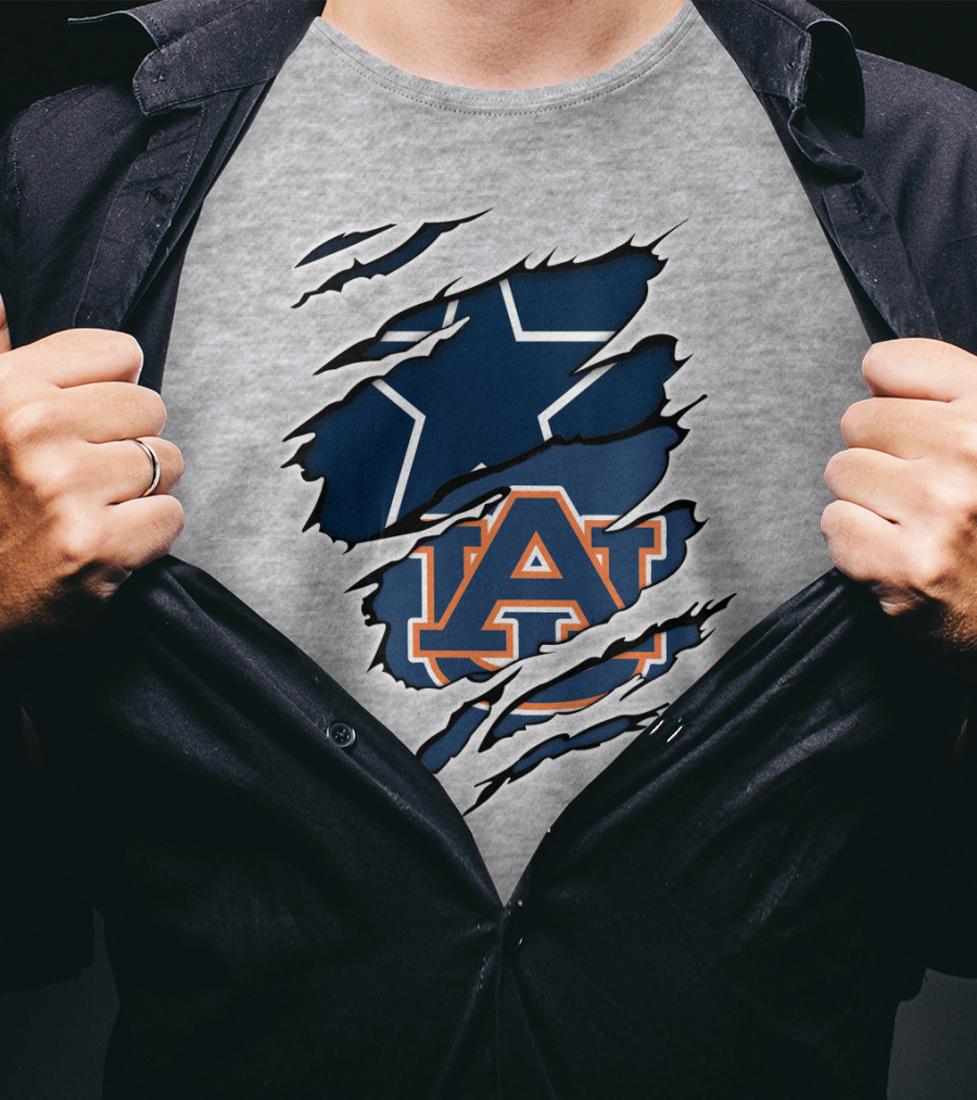 Cowboys Star Auburn Tigers Logo Claw Marks T-Shirt
