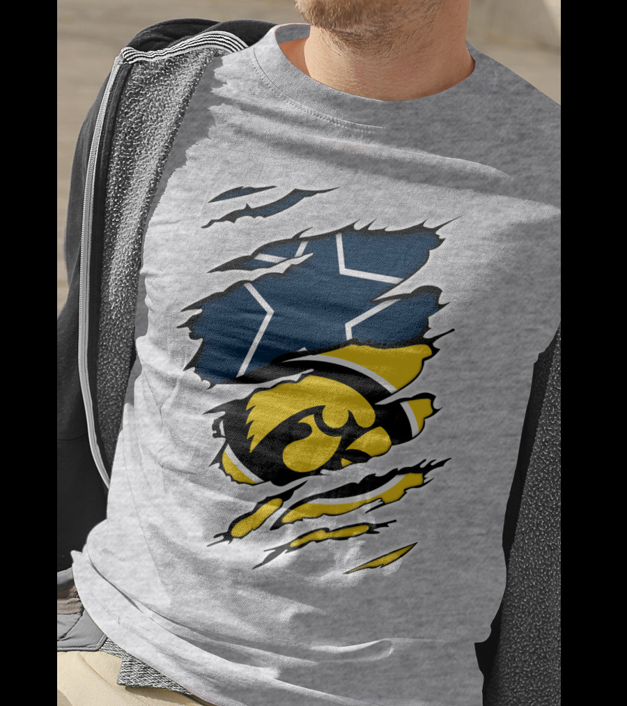 Cowboys Hawkeyes Cowboys Star And Tigerhawk Tear Combo T-Shirt