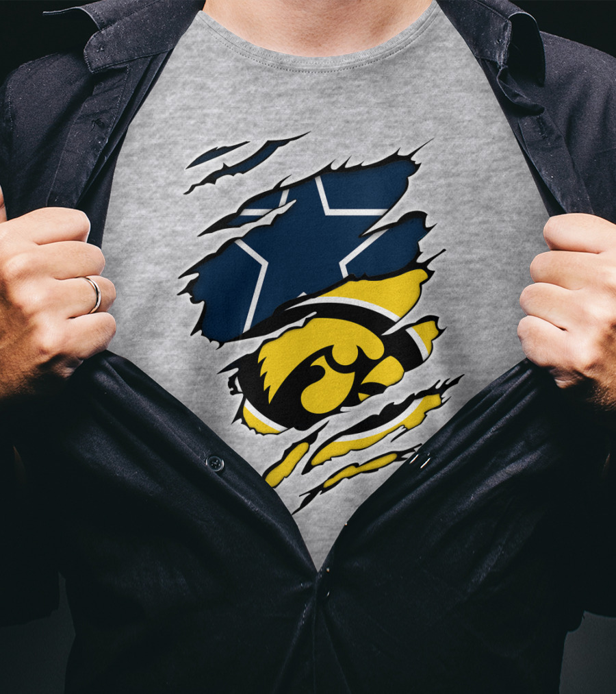 Cowboys Hawkeyes Cowboys Star And Tigerhawk Tear Combo T-Shirt
