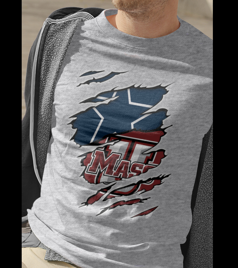 Massachusetts Cowboys Star Logo And UMASS Symbol Combo T-Shirt
