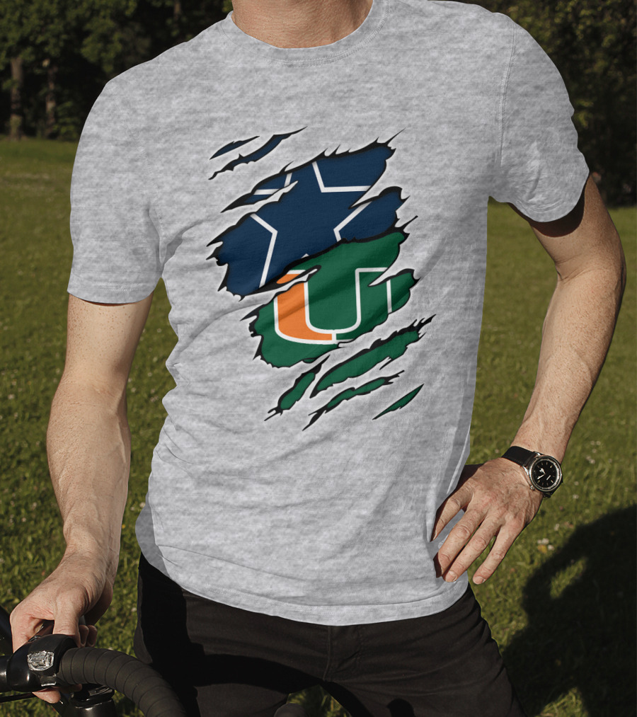 Dallas Cowboys Miami Hurricanes Logo Mashup T-Shirt