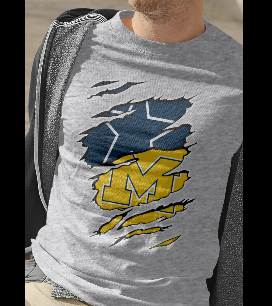 Cowboys Michigan Wolverines Star Logo Fusion T-Shirt