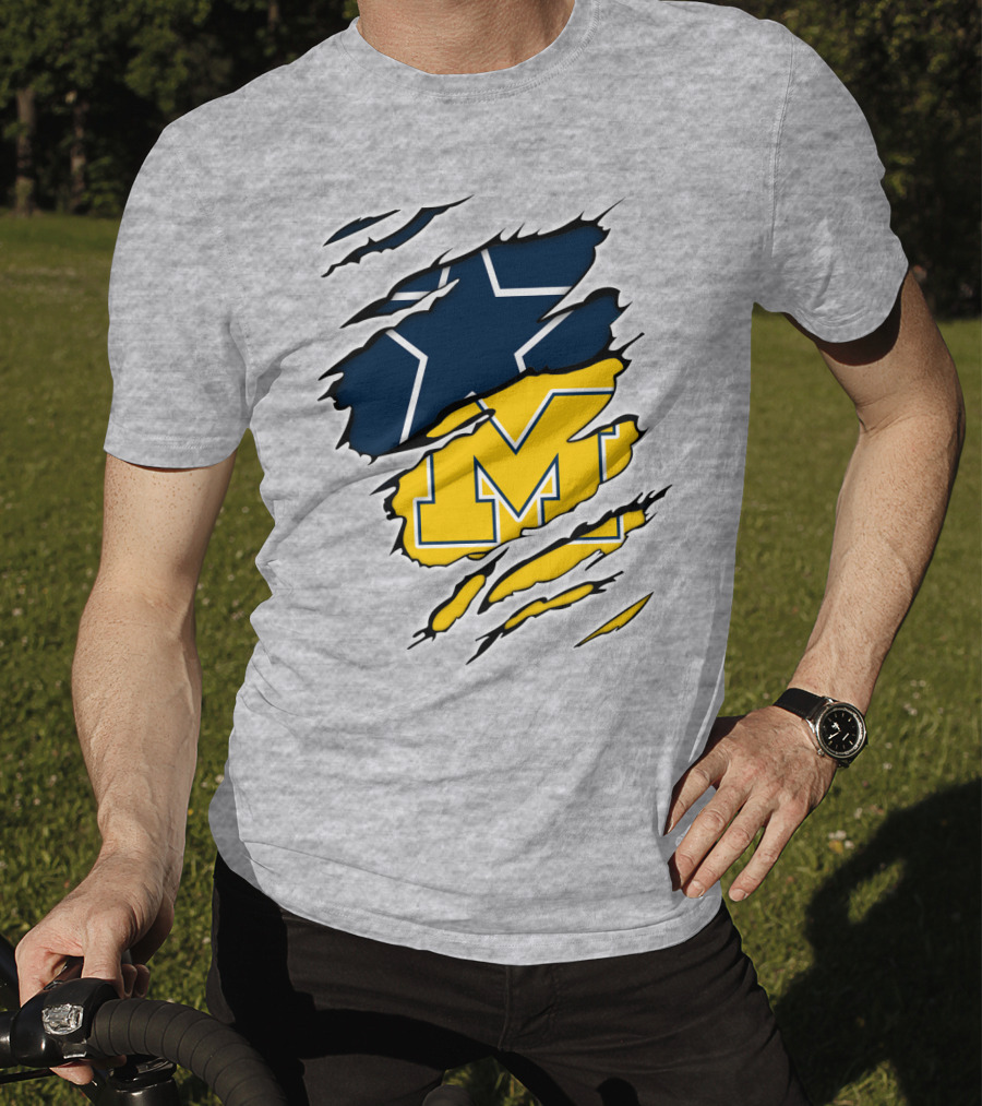Cowboys Michigan Wolverines Star Logo Fusion T-Shirt