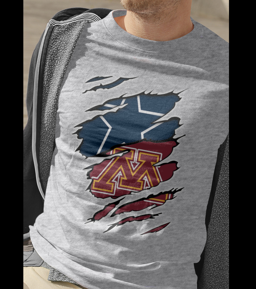 Minnesota Cowboys Star And M Logo Torn T-Shirt