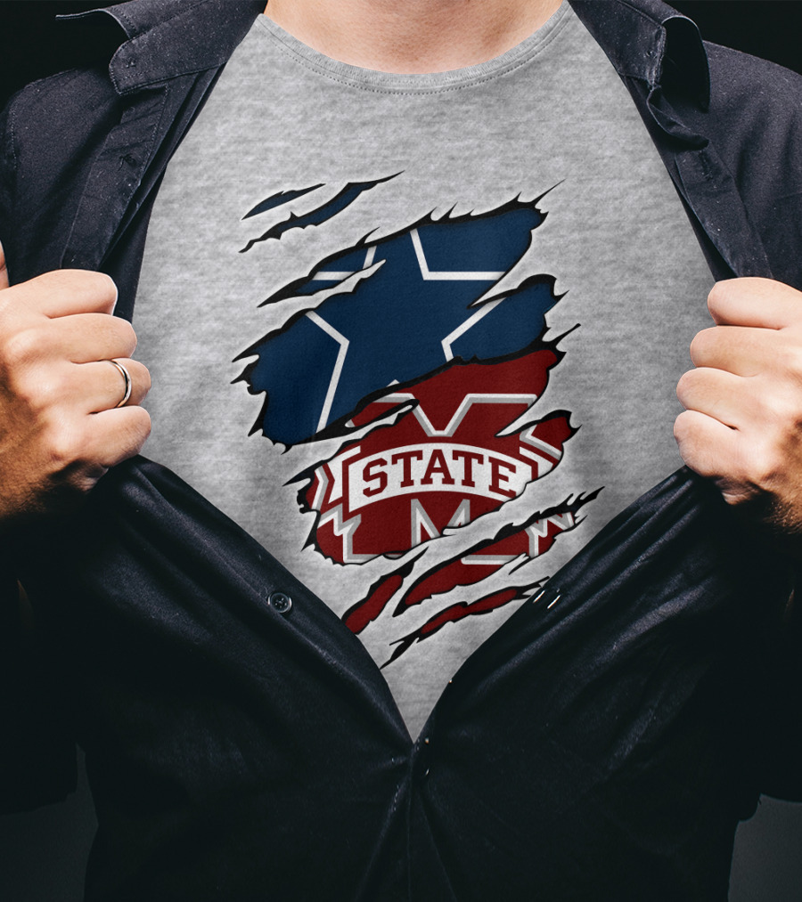 Dallas Stars And Mississippi State Cowboys Combo T-Shirt