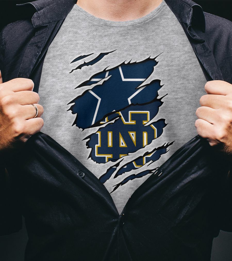 Cowboys Notre Dame ND Logo Ripped T-Shirt